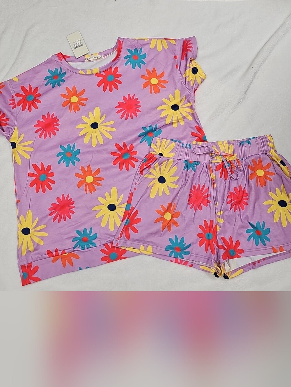 Purple Floral Pajama Set - Bright Daisy Print